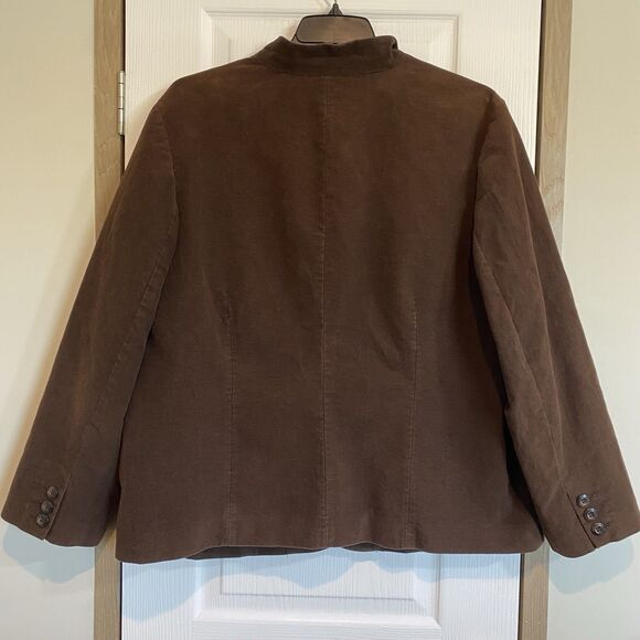 vntg charter club women blazer jacket 100%cotton brown sz 20W office school work - Picture 2 of 6